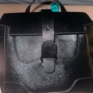 Senreve Black Leather Backpack midi